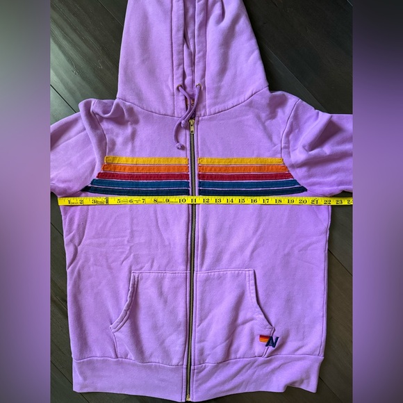 AVIATOR NATION 5 STRIPE HOODIE - NEON PURPLE - SIZE L - Picture 3 of 7